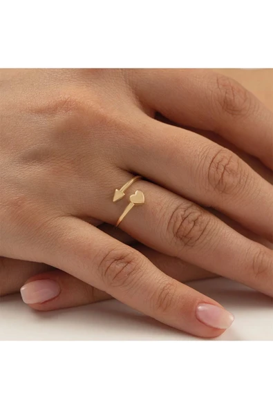 14 Ayar Kalbe Giden Ok Altın Yüzük - Resim 2