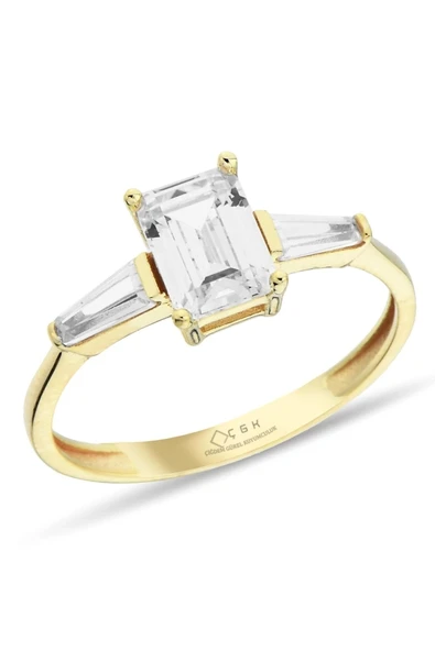 Baget Detaylı Taşlı Altın Yüzük ürün görseli 1