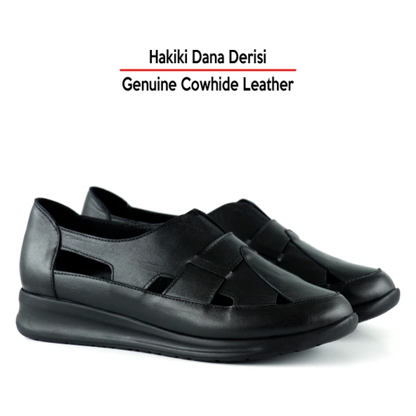 Erkan Saçmacı Aida Siyah Hakiki Dana Derisi Kesik Detaylı Lastikli Slip-On Günlük Ayakkabı - 3