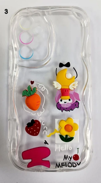 Samsung Galaxy A54 Uyumlu Süslü Objeli Şeffaf Kılıf - Resim 3