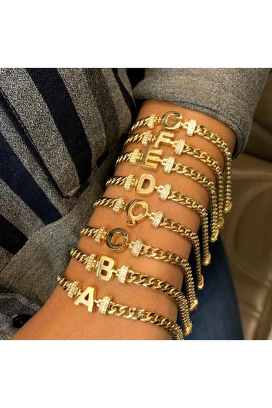 14 Ayar G Harfi Gurmet Altın Bileklik - 2