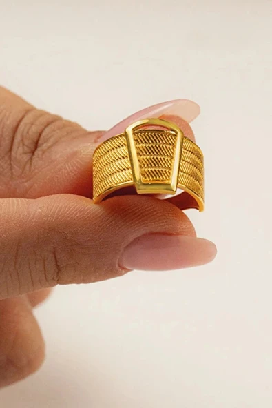 14 Ayar Yaldız Rengi Hasır Altın Yüzük