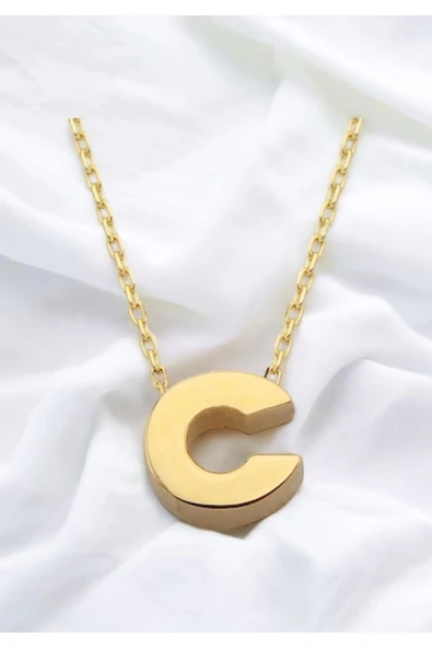 C Harf Altın Kolye