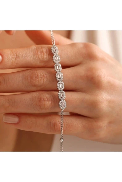 14 Ayar Beyaz Baget Suyolu Altın Bileklik - 2