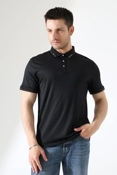 Erkek Çıt Çıt Detaylı Pamuklu Polo Yaka T-shirt - 12