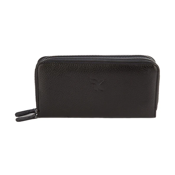 Karalı Hakiki Deri Unisex Portföy Siyah BC401-1
