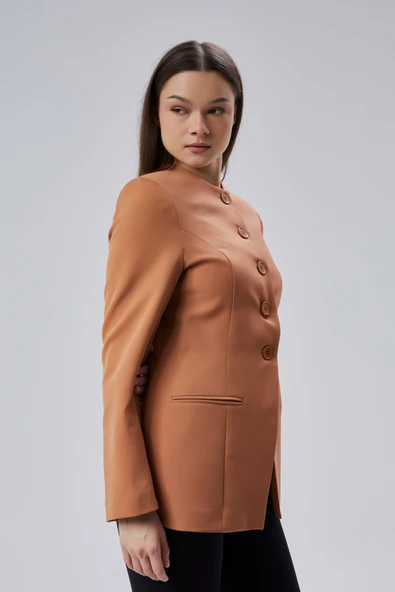 Camel Bisiklet Yaka Regular Dokuma Ceket - 9