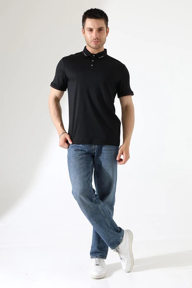 Erkek Çıt Çıt Detaylı Pamuklu Polo Yaka T-shirt - 9