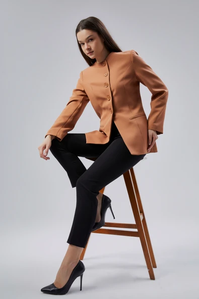 Camel Bisiklet Yaka Regular Dokuma Ceket - 11