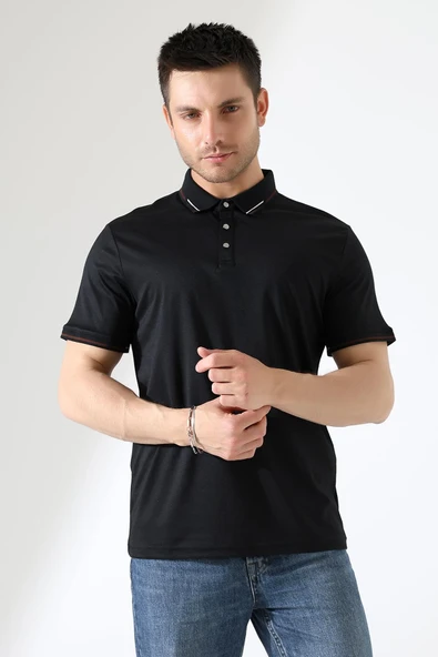 Erkek Çıt Çıt Detaylı Pamuklu Polo Yaka T-shirt - 10