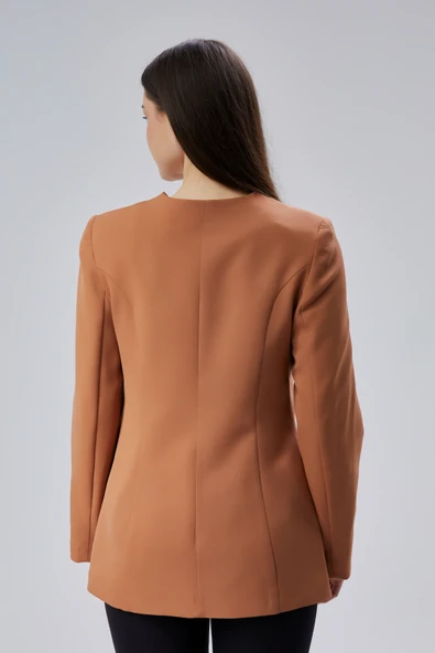 Camel Bisiklet Yaka Regular Dokuma Ceket - 10