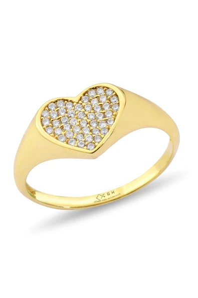 Taşlı Kalp Altın Yüzük - 2