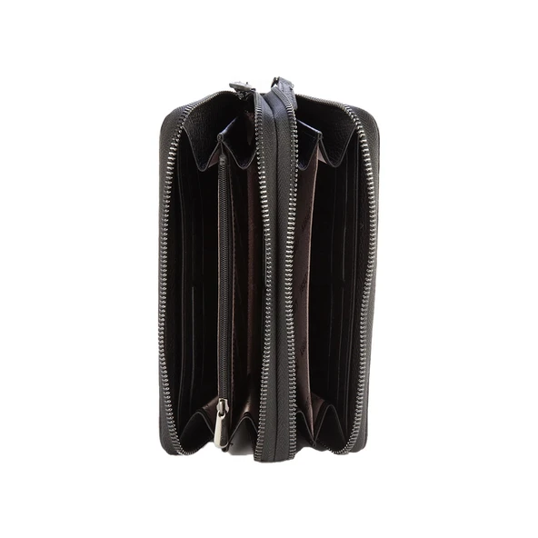 Karalı Hakiki Deri Unisex Portföy Siyah BC401-1 - 2
