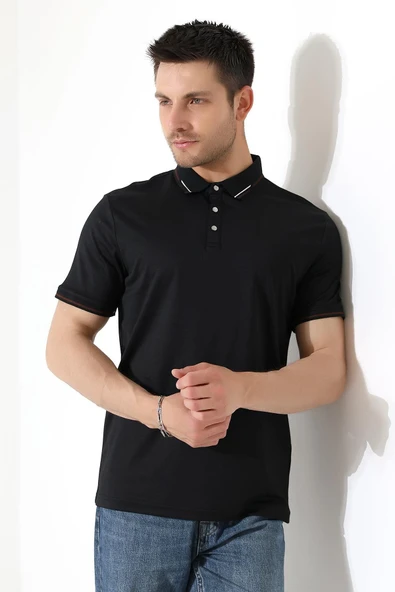 Erkek Çıt Çıt Detaylı Pamuklu Polo Yaka T-shirt - 3