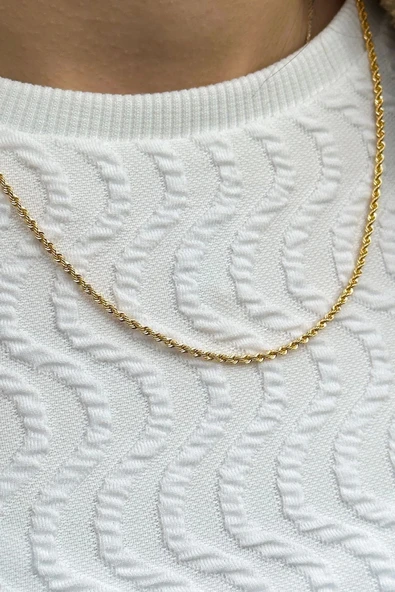 14 Ayar 3mm Halat Altın Kolye - Resim 2