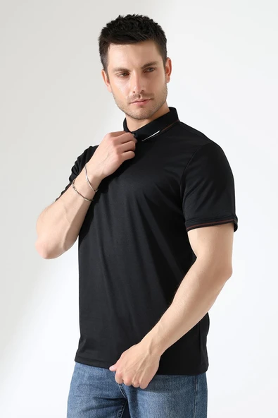 Erkek Çıt Çıt Detaylı Pamuklu Polo Yaka T-shirt - 11