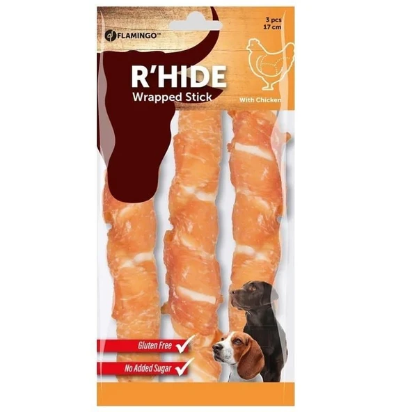 Flamingo Chicken Wrapped Tavuklu Burgu Çubuk Köpek Ödülü 17 cm 155 gr 3 Adet