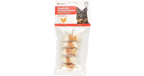 Flamingo Düğümlü Tavuk Etli Köpek Kemiği Ödülü 70 gr 5 Adet