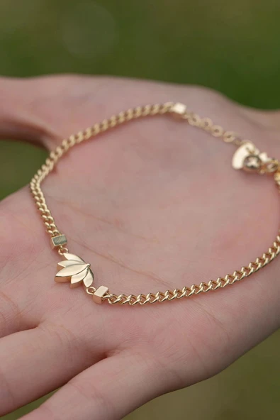 Gurmet Zincir Lotus Altın Bileklik - 2