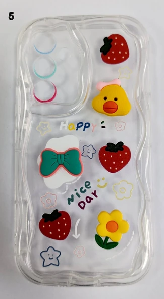 Samsung Galaxy A55 Uyumlu Süslü Objeli Şeffaf Kılıf - Resim 5