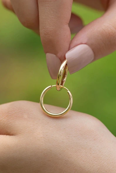 Tek 14 Ayar Halka Altın Küpe 11 mm ürün görseli 1