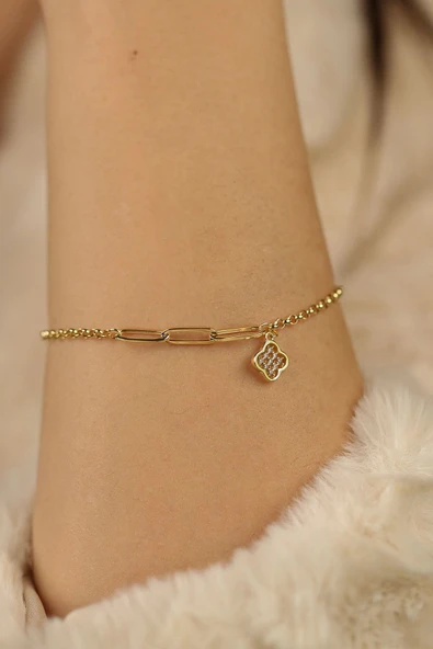 Yoncalı Ataçlı Doç Altın Bileklik - Resim 2