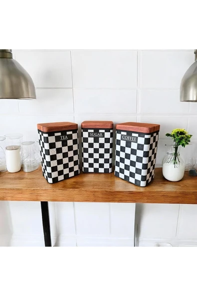 Bambu Görünümlü Kapak ve 3'lü Metal Kavanoz Seti (YENİ DESENLİ) - Resim 10