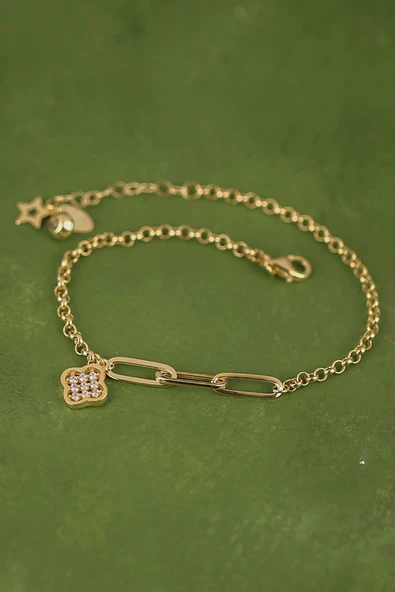 Yoncalı Ataçlı Doç Altın Bileklik - Resim 3