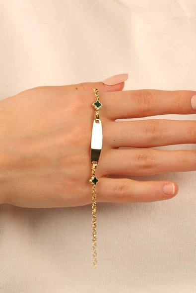 Yoncalı Çocuk Künye Altın Bileklik