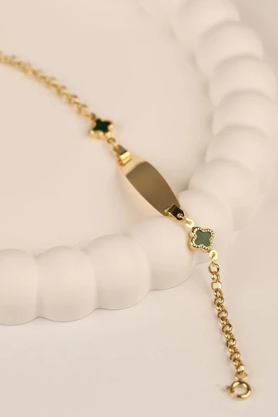 Yoncalı Çocuk Künye Altın Bileklik - 2