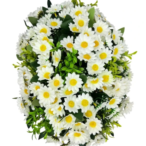 Nettenevime Yapay Çiçek Aranjmanı Sepettte Beyaz Kır Papatyası Aranjmanı Çiçek Sepeti - Resim 6