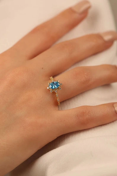 Opal Taşlı Lotus Altın Yüzük ürün görseli 1