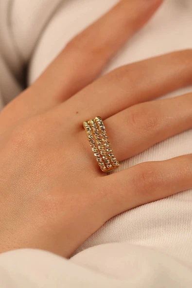 Dorikalı 3 Sıra Altın Yüzük ürün görseli 1