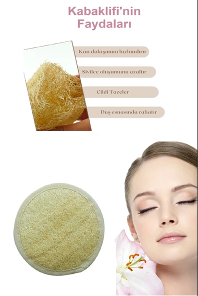 Doğal Kabak Lifli Yüz Pedi Peeling Etkili Yuvarlak Banyo Kesesi