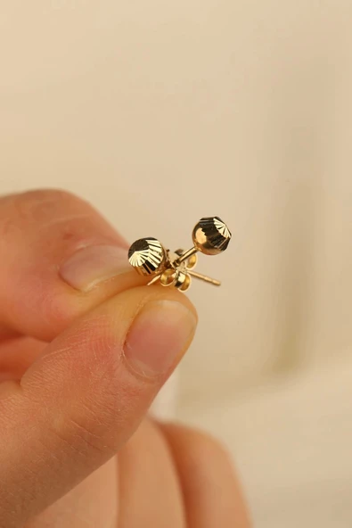 14 Ayar 3mm Kalemli Top Altın Küpe