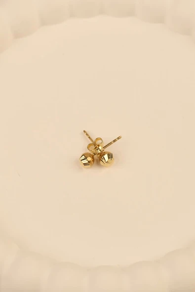 14 Ayar 3mm Kalemli Top Altın Küpe - 4