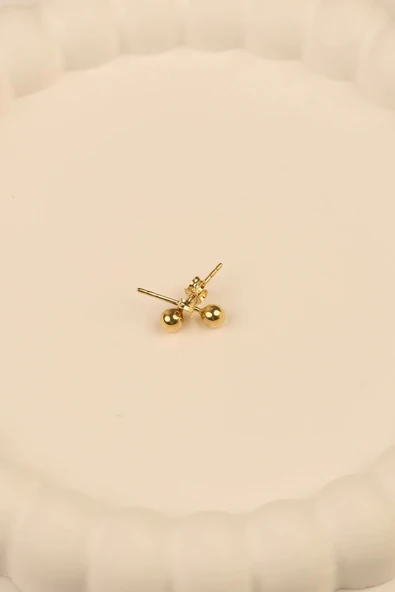 14 Ayar 2mm Top Altın Küpe - 4