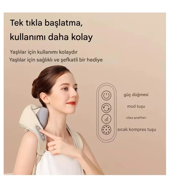 Şarjlı  Kablosuz  Ovmalı Maasaj Yastığı Servikal Geri Kas Rahatlatıcı Masaj Aleti - 2