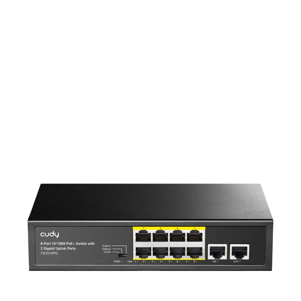 Cudy FS1010PG 8 Port 10/100Mbps 2*FE Uplink VLAN&Extend Mode 250m 120W POE+ Ethernet Switch