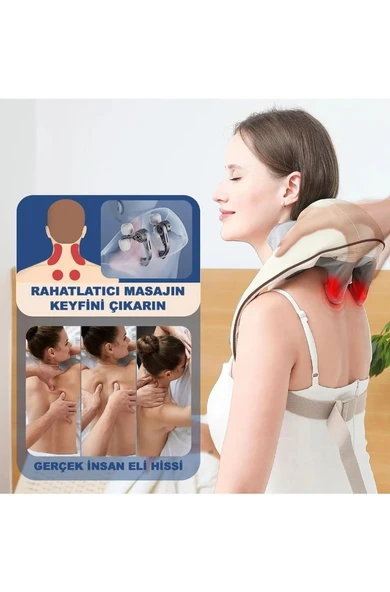 Şarjlı  Kablosuz  Ovmalı Maasaj Yastığı Servikal Geri Kas Rahatlatıcı Masaj Aleti - 5