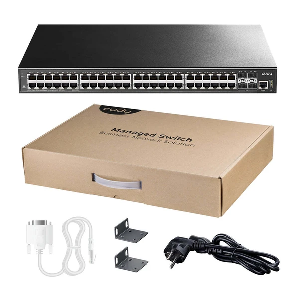 Cudy GS5048S4 48 Port Gigabit 4*10G SFP+ 1*RJ45&USB 19" Rock-Mount Çelik Layer3 Yönetilebilir Switch - 4
