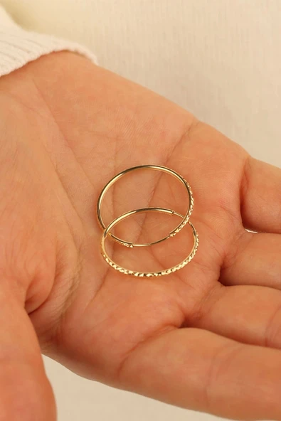 14 Ayar 2.3 cm Halka Altın Küpe