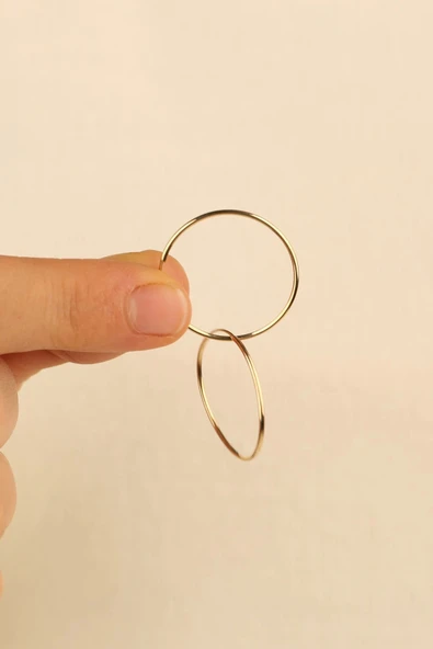 14 Ayar 2.5cm Halka Altın Küpe - 2