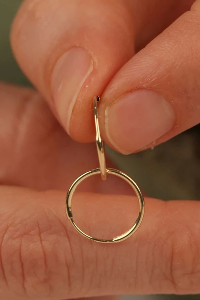 14 Ayar 1 cm Halka Altın Küpe - 3