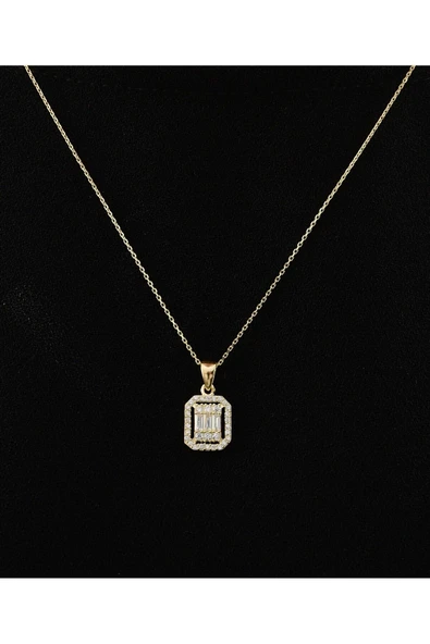 Altın Kaplama Baget Gümüş Kolye - 3