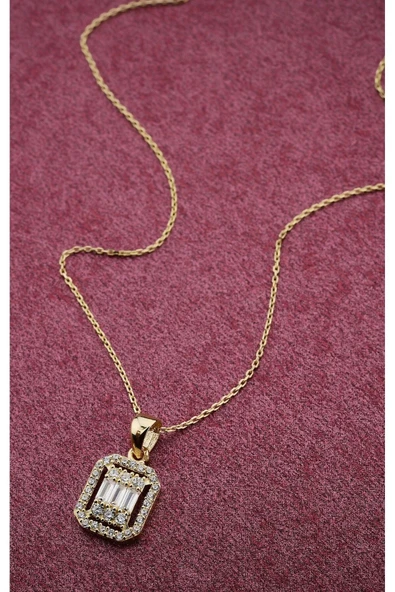 Altın Kaplama Baget Gümüş Kolye