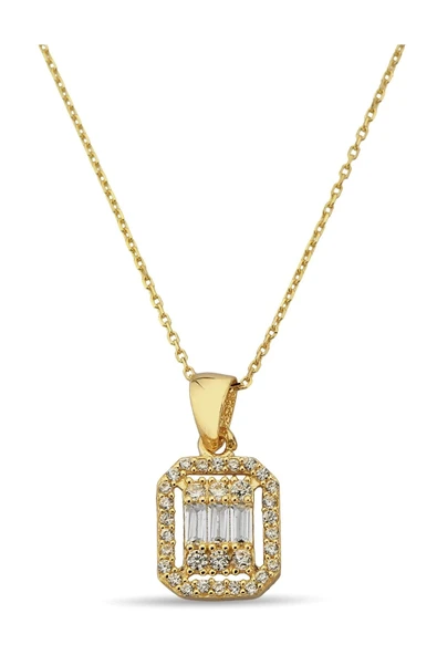 Altın Kaplama Baget Gümüş Kolye - 2