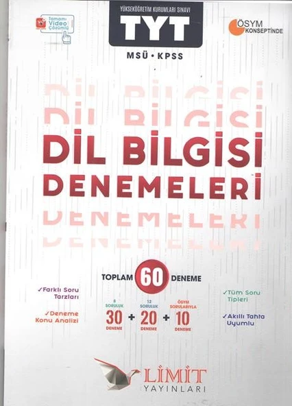 TYT MSÜ KPSS Dil Bilgisi Denemeleri Limit Yayınları