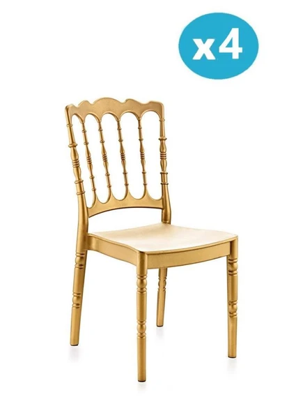Omnipazar SY-2526 Estate Plastik Modern Bahçe Düğün Sandalye 4'lü Set - 3
