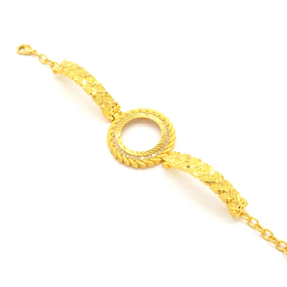 Yarım Altın Çerçeve Bileklik Çelik Altın Kaplama BLZ-629 - 2